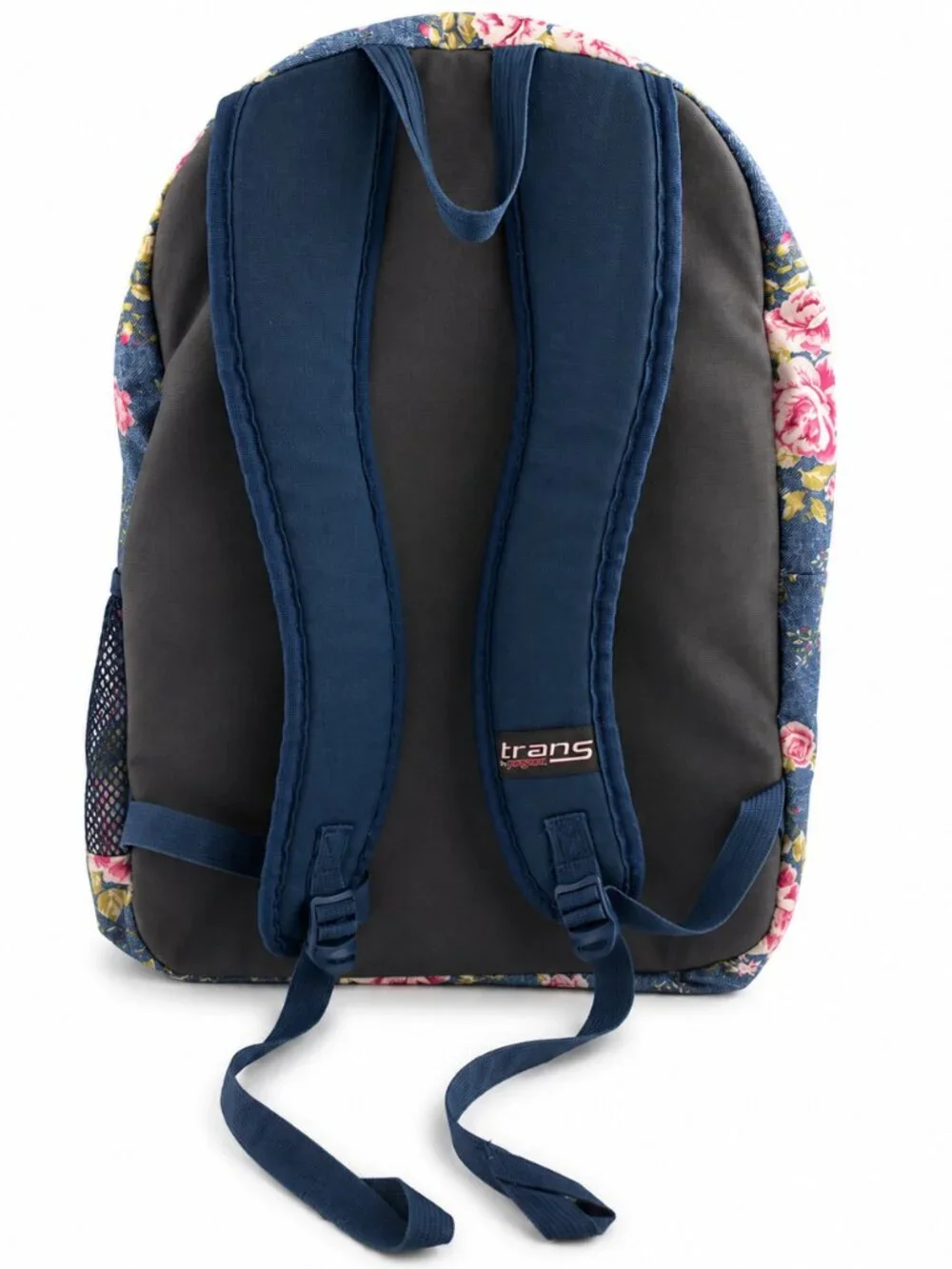 JanSport Floral Denim Backpack Cottagecore Blue Pink Roses School Laptop Bag Y2K